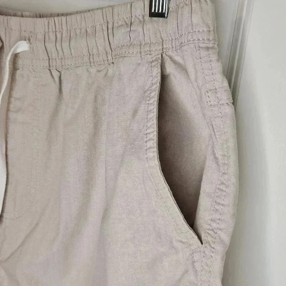 Mens 100% Cotton On Garments L Elastic Waistband Drawstring Beige PullOn Shorts - Picture 7 of 14